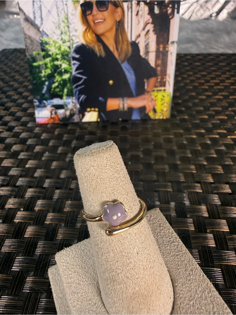 FR Vault Gold Ring with Lavender Stone Accent by
